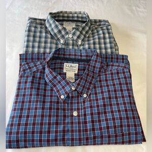 L.L. Bean Men's Plaid Button-Down Long-sleeve Shirts Duo Strictly Fit Men’s XL